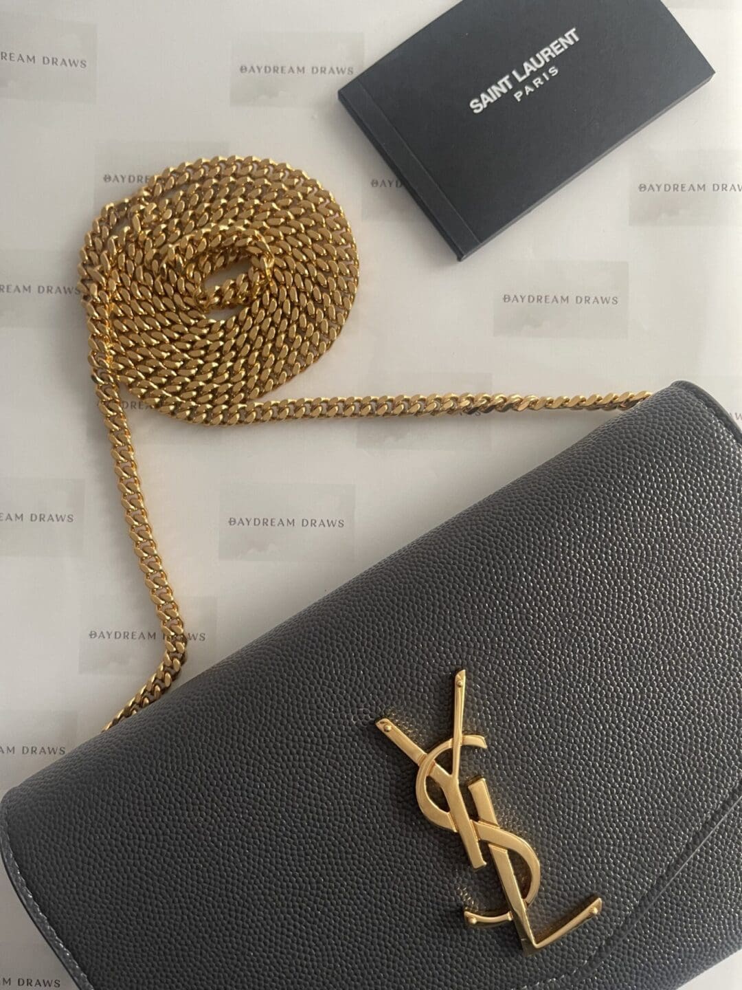 Yves Saint Laurent (YSL) Grey Uptown Chain Wallet (RRP £1110) - Image 3