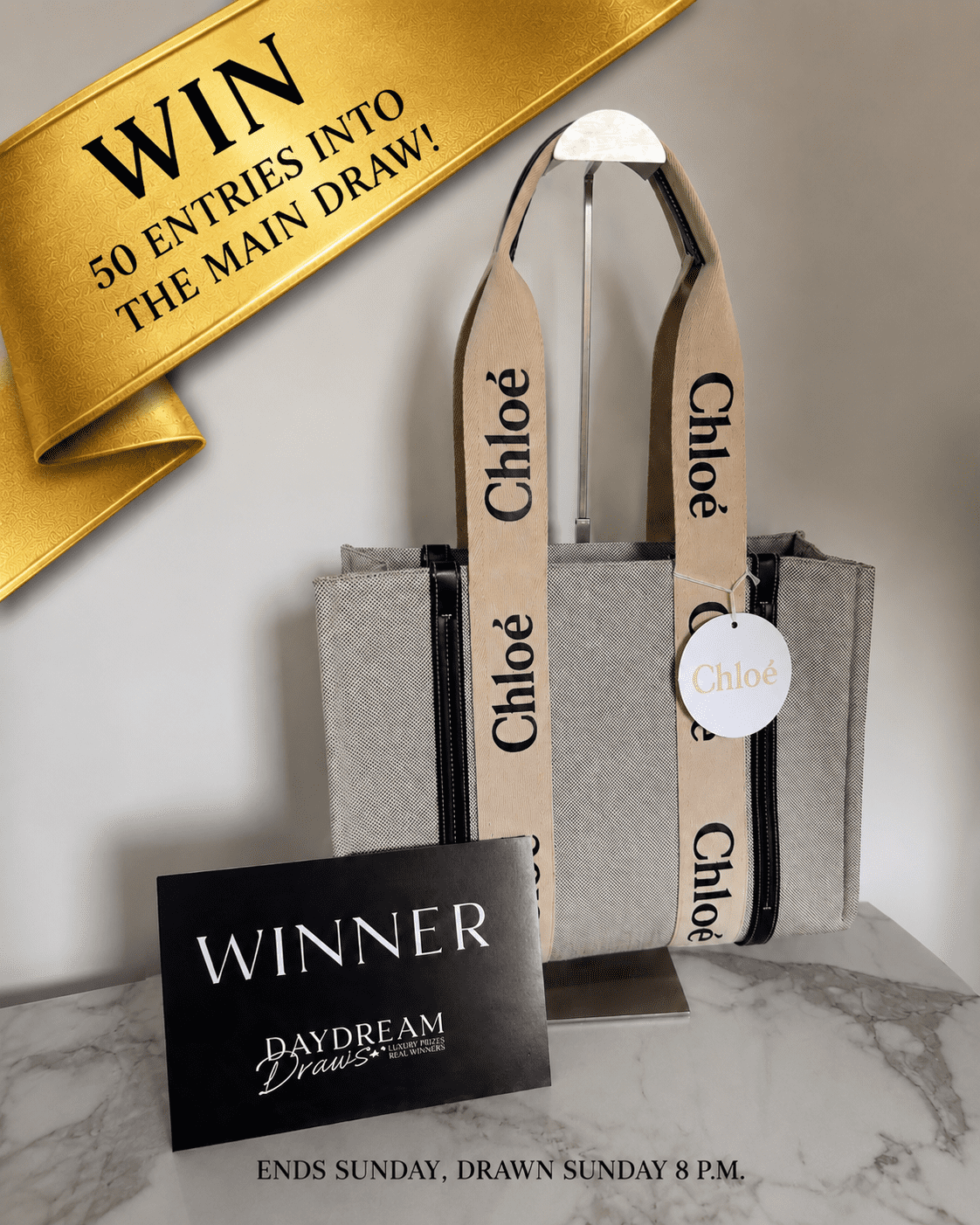 WIN 50 ENTRIES INTO – Chloe Medium Woody Tote Bag RRP £950